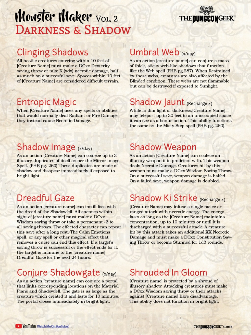 NEW D&D Monster Abilities – 10 New Abilities For Your 5e game. Volume&nbsp;02.