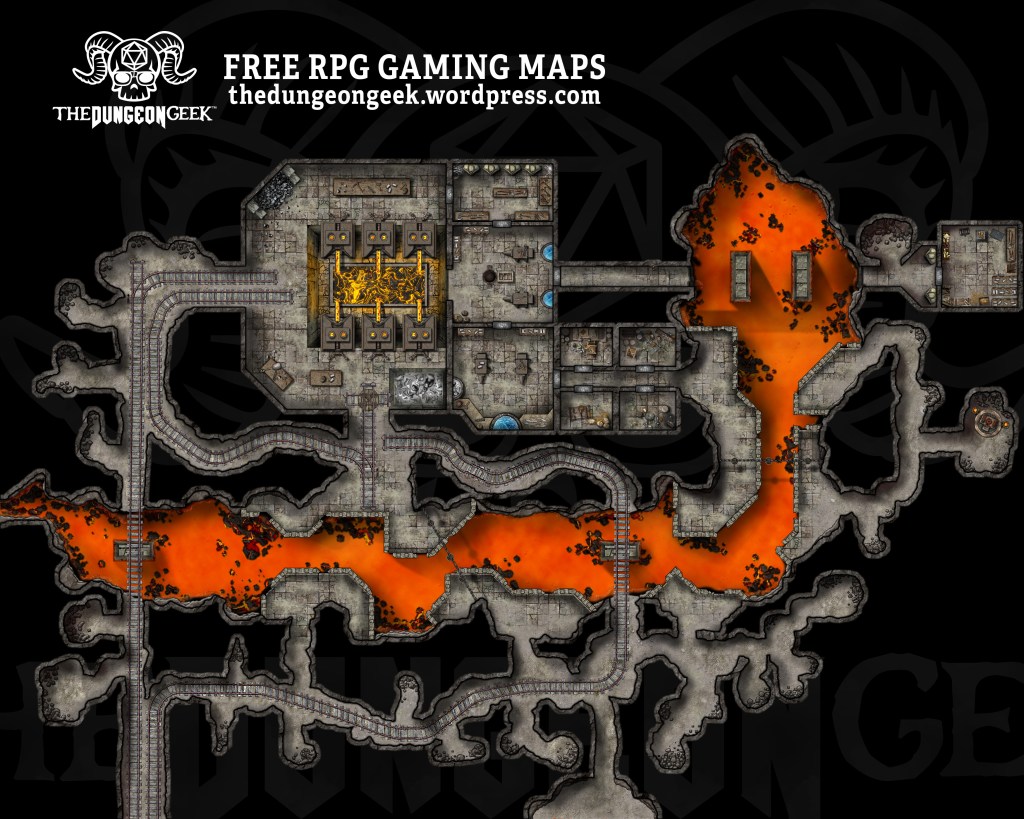 FREE RPG Battle Map – Dwarven Smelter Mines And&nbsp;Forge!