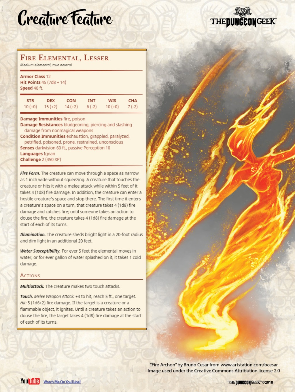 D&D 5e Creature Feature – Lesser Fire Elemental