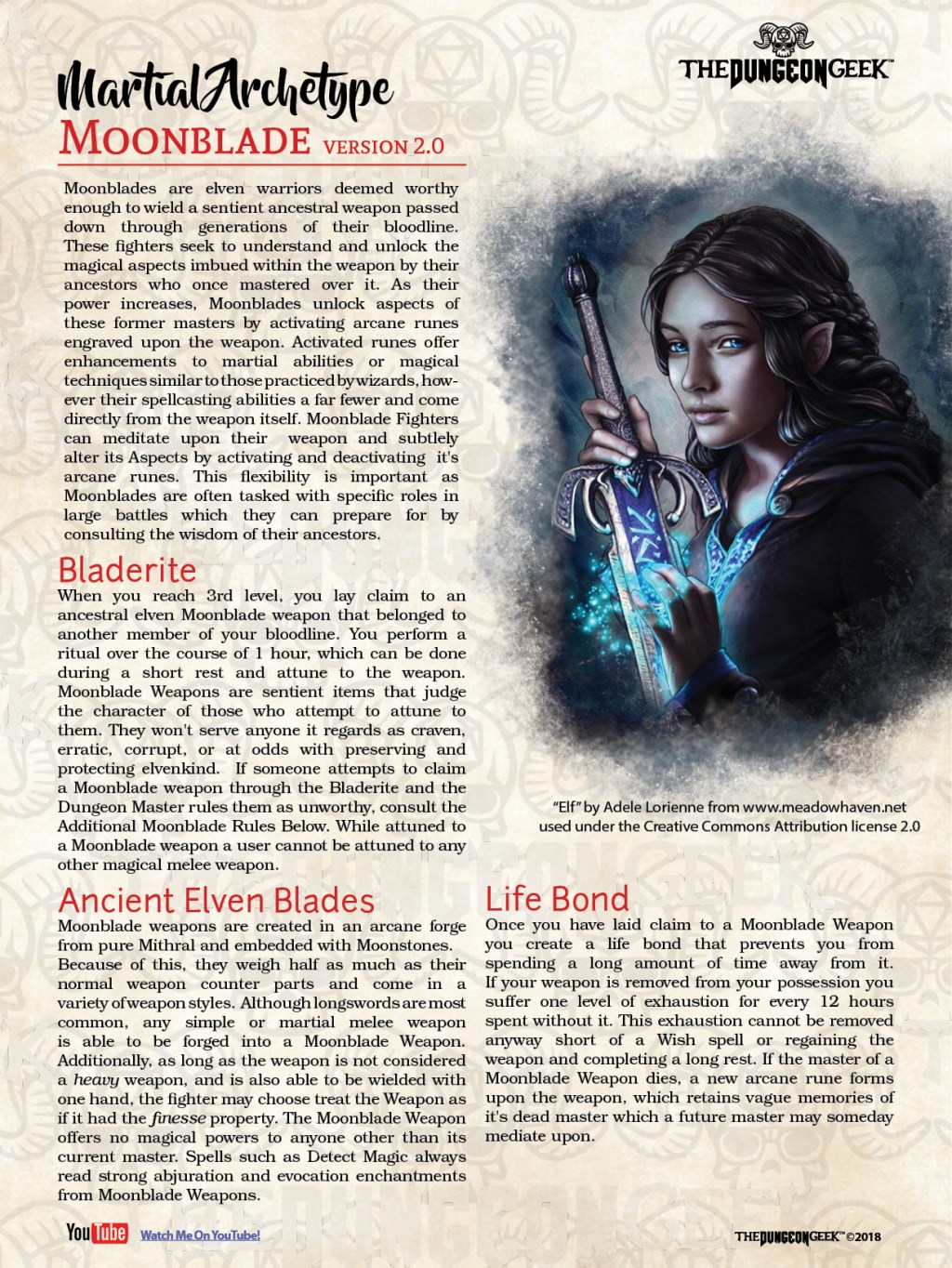 D&D Homebrew – New Fighter Archetype – Moonblade Version&nbsp;2.0