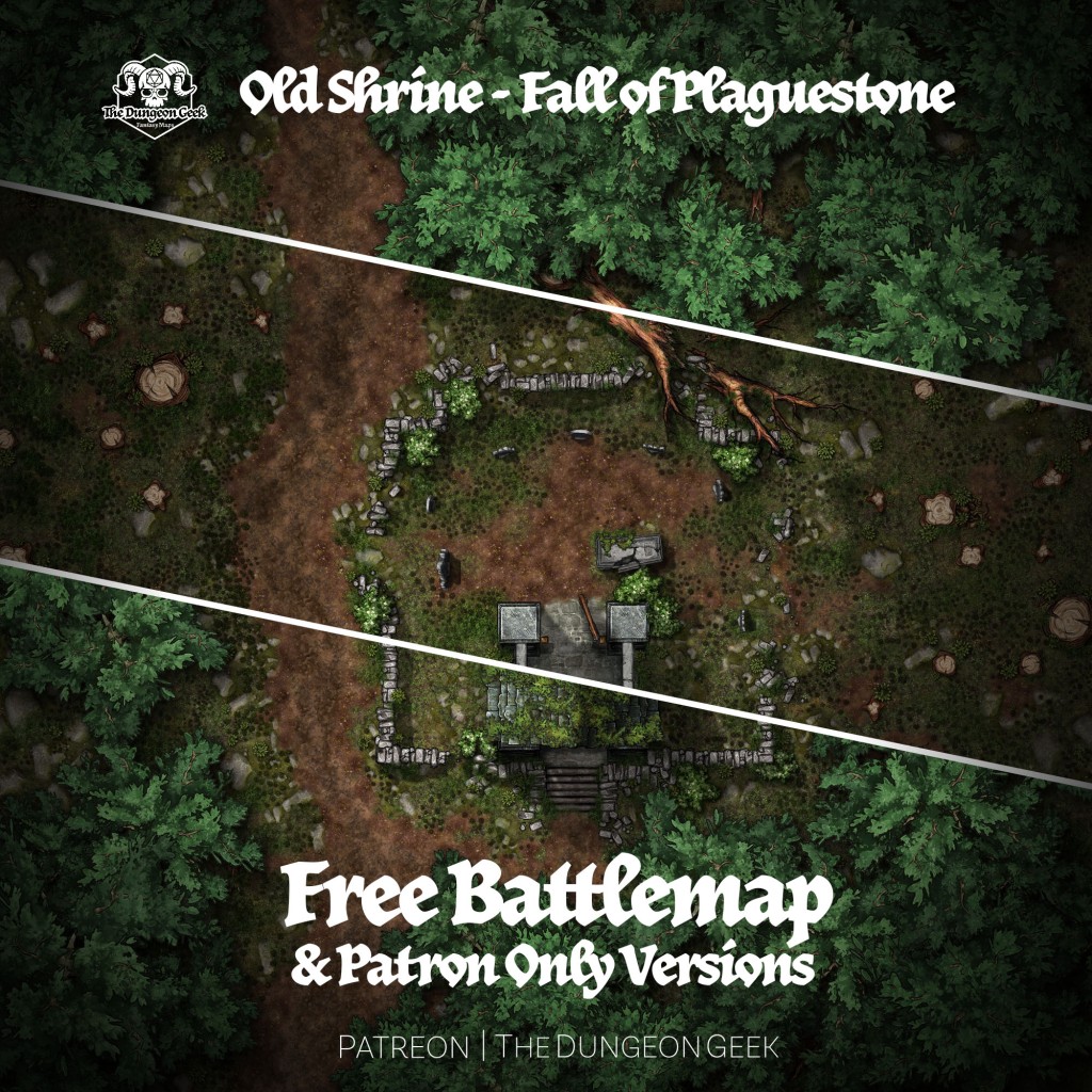 Free RPG Battle Map Pack- Old Shrine – Fall of Plaguestone