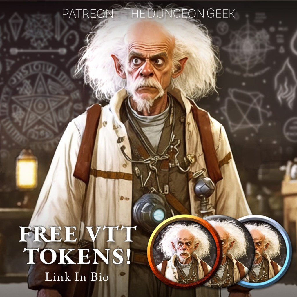POP:D&D – Christopher Lloyd “Gnome Doc Brown”– VTT Character&nbsp;Tokens
