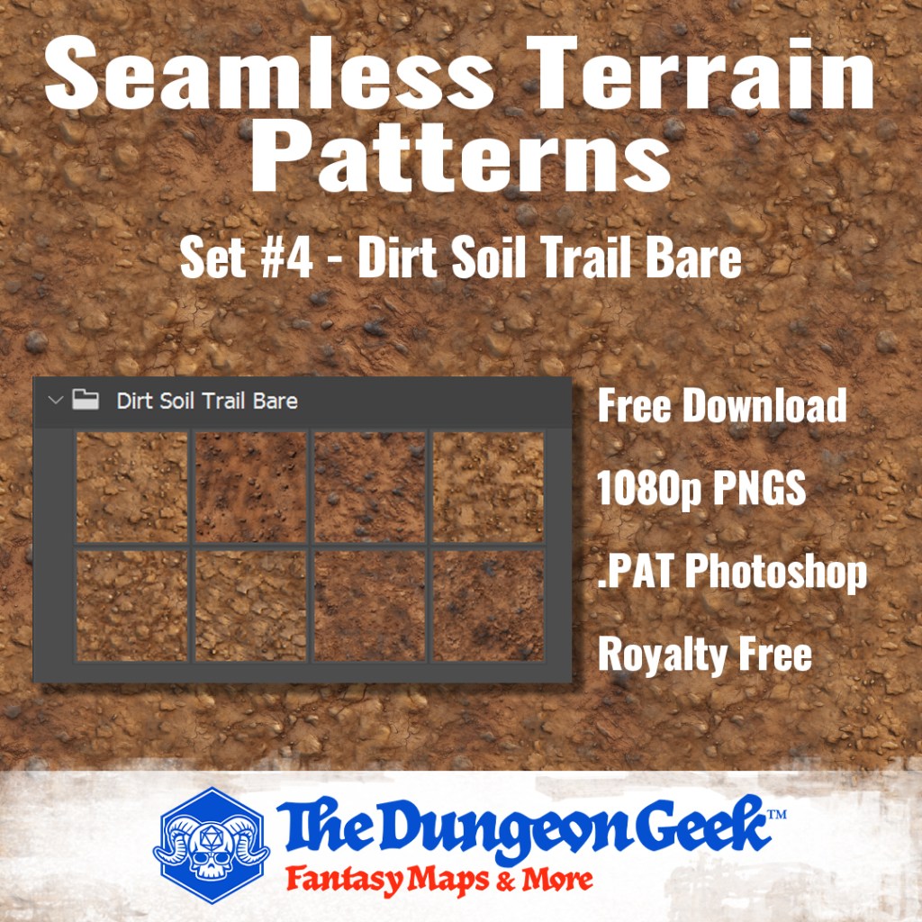Free RPG Map Assets – Seamless Cartography Textures – Bare Dirt &&nbsp;Trails
