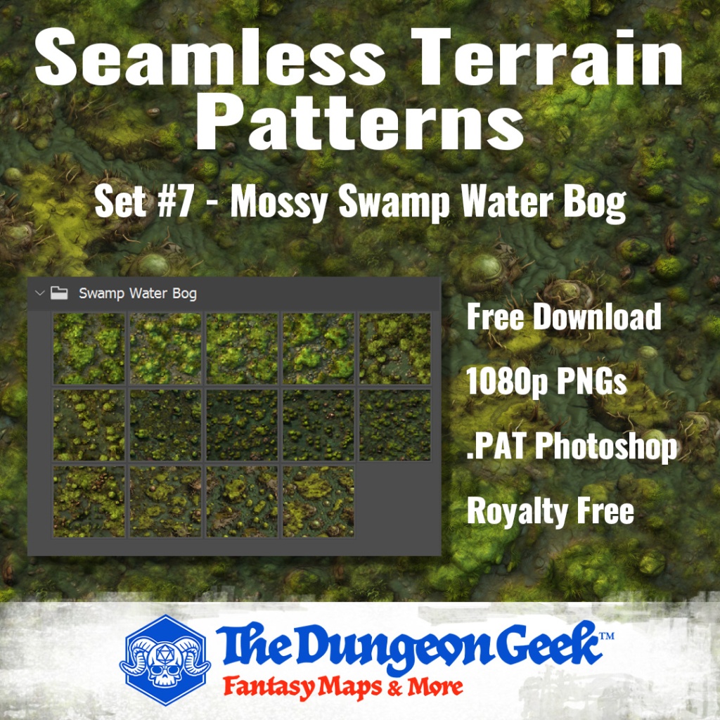 Free RPG Map Assets – Seamless Cartography Textures – Swamp Water Bog