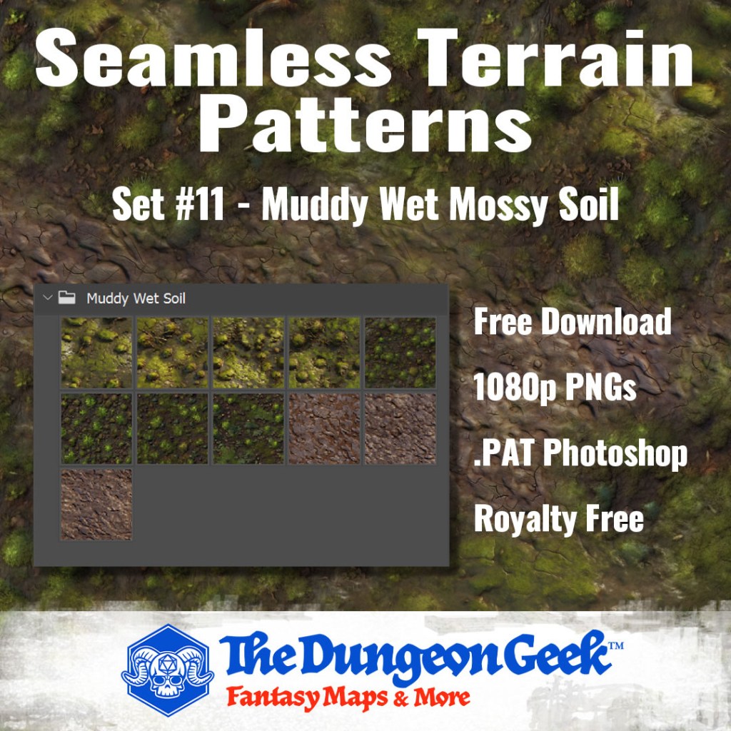 Free RPG Map Assets – Seamless Cartography Textures – Muddy Soil &&nbsp;Moss
