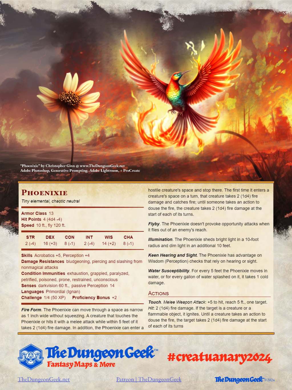 D&D 5e Creature Feature – Phoenixie -#Creatuanary2024