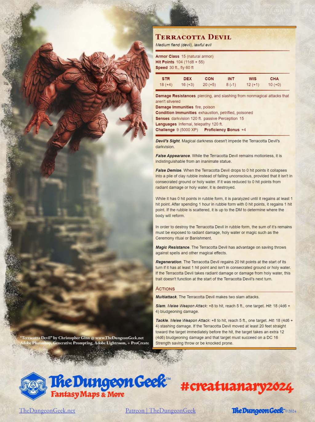 D&D 5e Creature Feature – Terracotta Devil (CR 9) – #Creatuanary2024